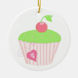 Sweet Lime Cupcake Ceramic Ornament