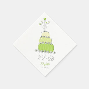 Sweet Lime Green Wedding Cake Bridal Shower Party Napkins