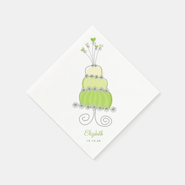 Sweet Lime Green Wedding Cake Bridal Shower Party Napkins (Corner)