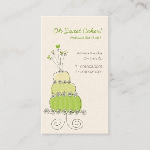 Customizable Sweet Lime Wedding Cake Custom Profile Card / Business Card Templates
