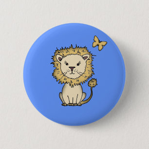 Sweet Lion and Butterfly Pinback Button