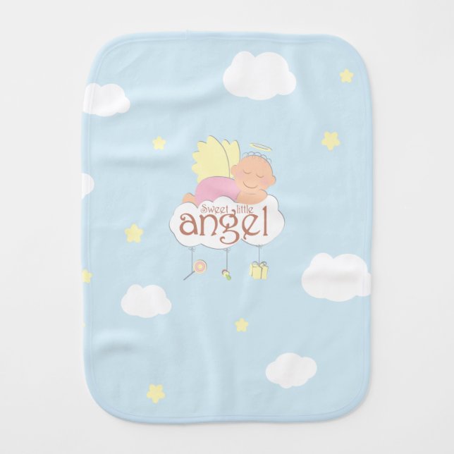 Sweet little angel blue burp cloth (Front)