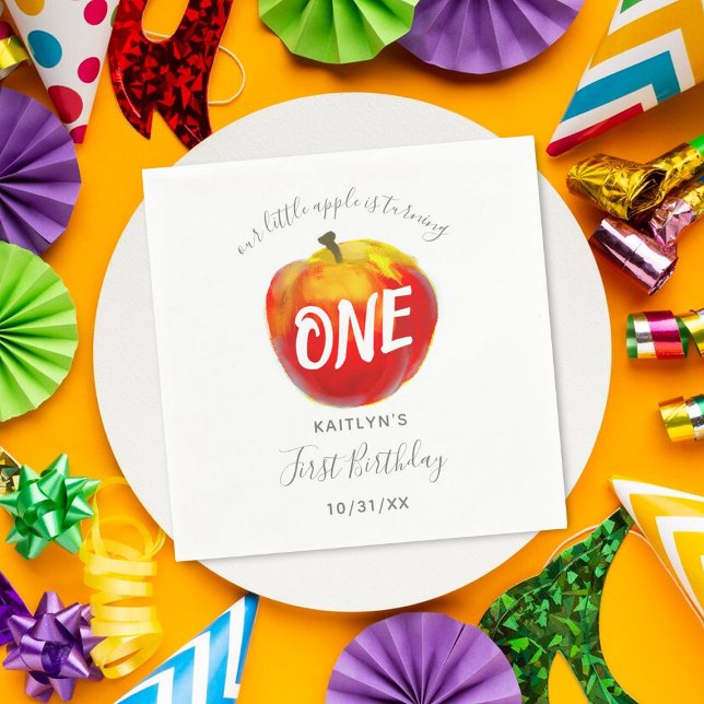 Sweet Little Apple 1st Birthday Napkins (Creator Uploaded)