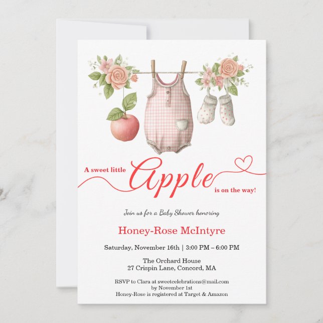 Sweet Little Apple Baby Shower | Fall Rustic Baby  Invitation (Front)