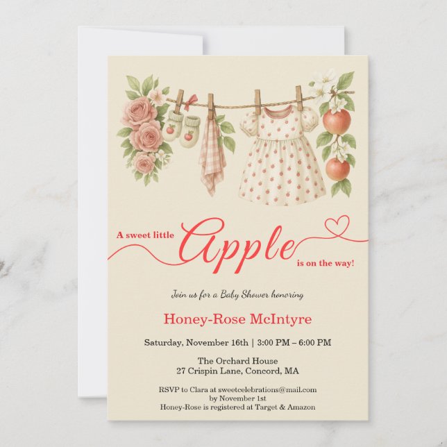 Sweet Little Apple Baby Shower | Fall Rustic Baby  Invitation (Front)