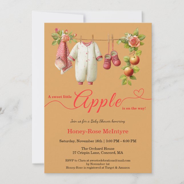 Sweet Little Apple Baby Shower | Fall Rustic Baby  Invitation (Front)