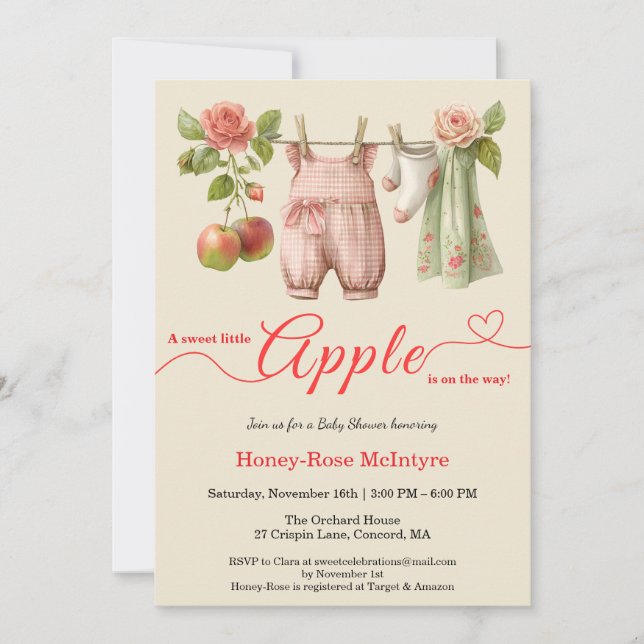 Sweet Little Apple Baby Shower | Fall Rustic Baby  Invitation (Front)