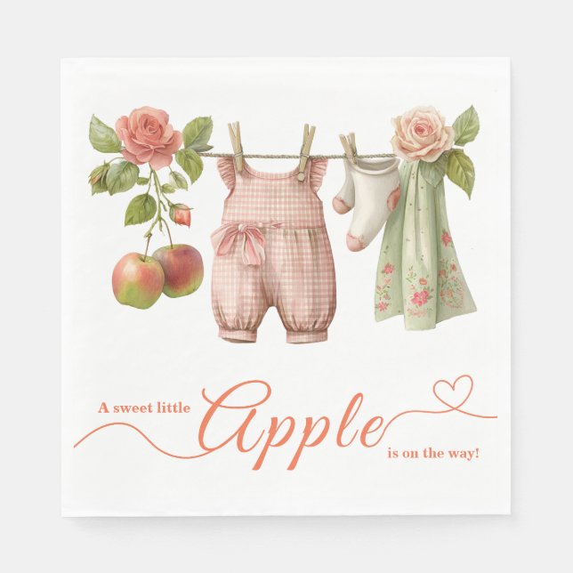 Sweet Little Apple Baby Shower | Fall Rustic Baby  Napkins (Front)
