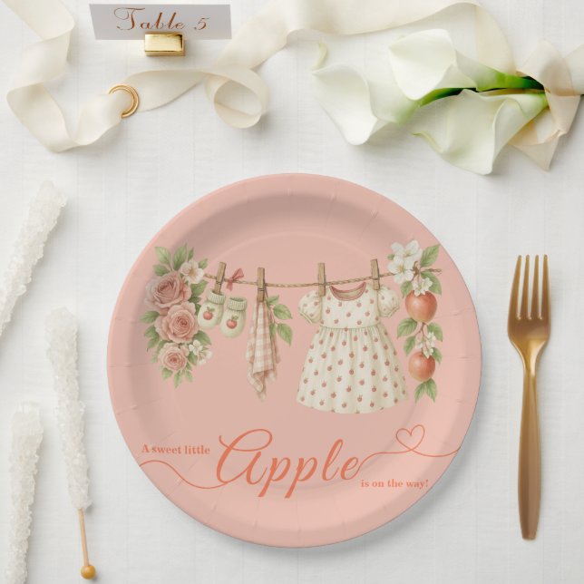 Sweet Little Apple Baby Shower | Fall Rustic Baby  Paper Plates (Wedding)