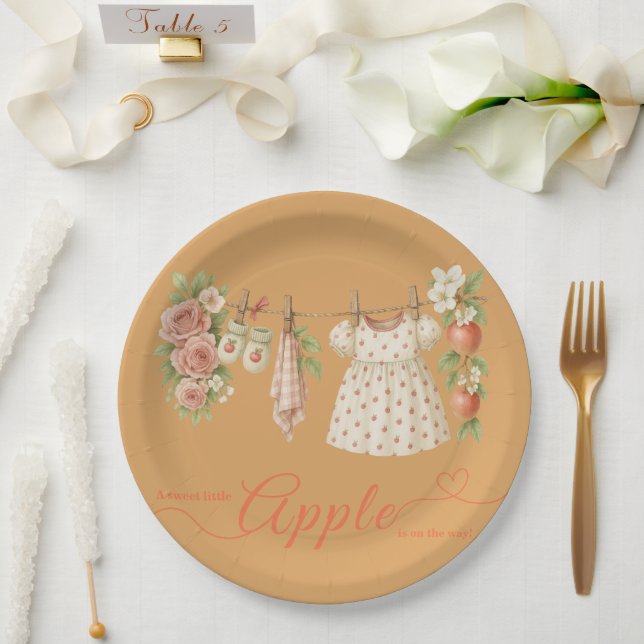 Sweet Little Apple Baby Shower | Fall Rustic Baby  Paper Plates (Wedding)