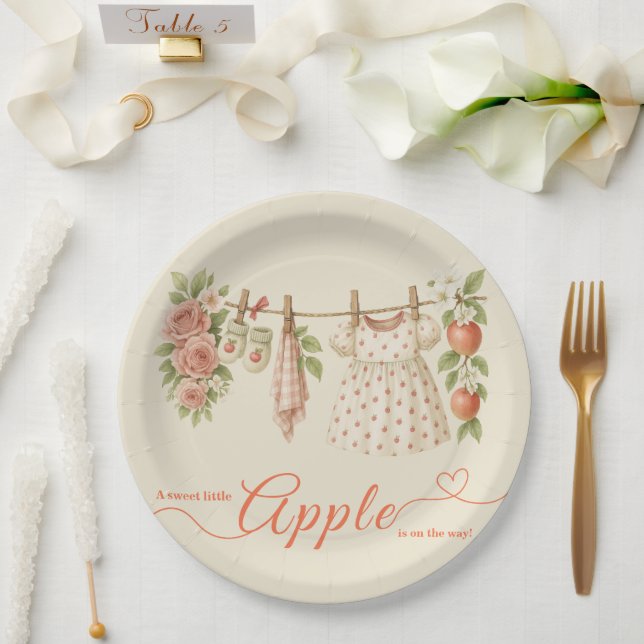 Sweet Little Apple Baby Shower | Fall Rustic Baby  Paper Plates (Wedding)