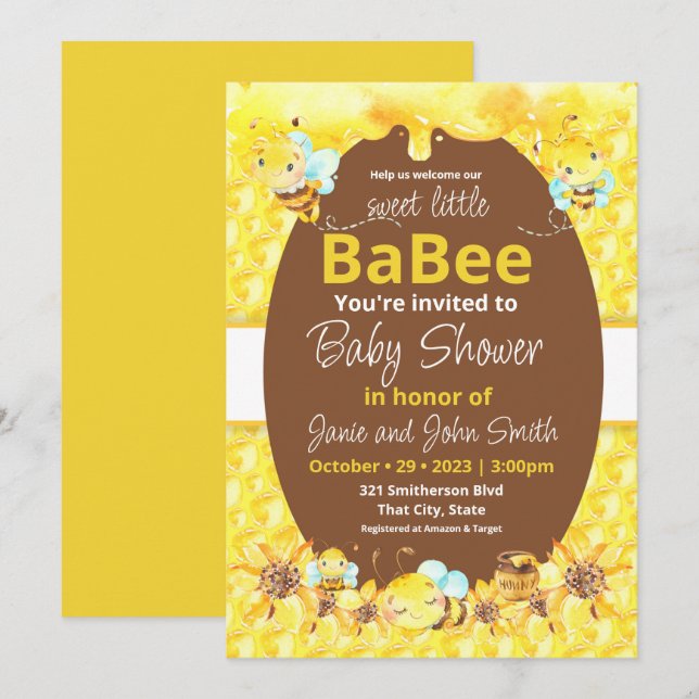 Sweet little Babee Baby Shower Invitation (Front/Back)