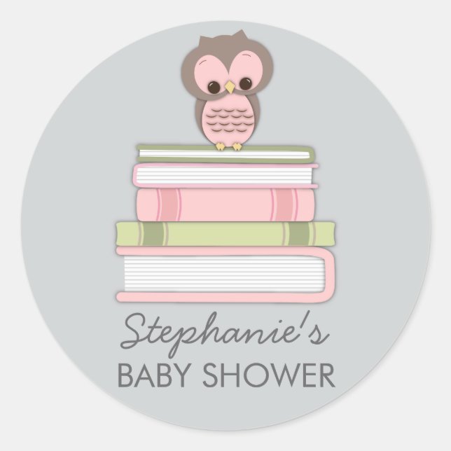 Sweet Little Baby Book Girl Owl Favor Sticker (Front)
