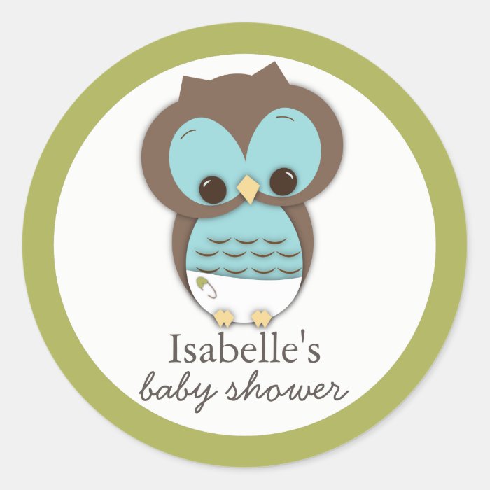 Sweet Little Baby Boy Owl Favor Sticker