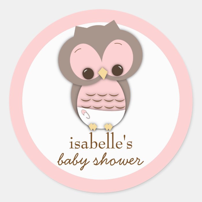 Sweet Little Baby Girl Owl Favor Sticker
