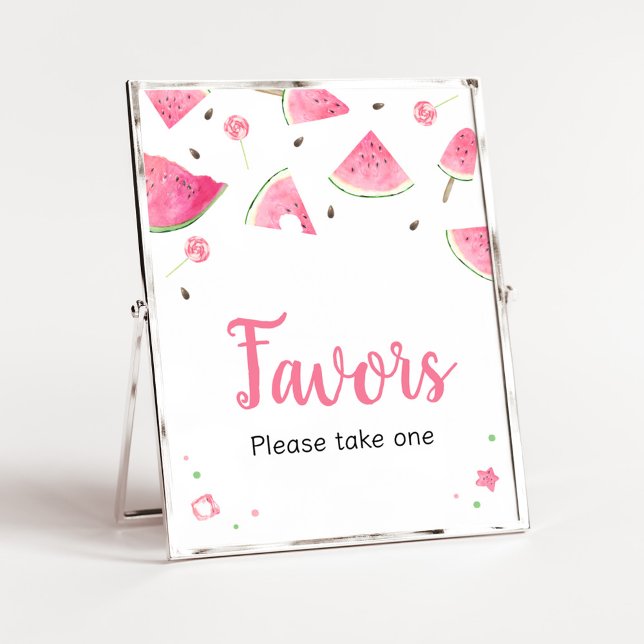 Sweet Little Baby Watermelon Baby Shower Favors Poster (Watermelon Sweet Little Baby Shower Favors Sign)