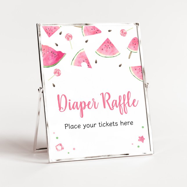 Sweet Little Baby Watermelon Diaper Raffle Poster (Watermelon Sweet Little Baby Shower Diaper Raffle Sign)