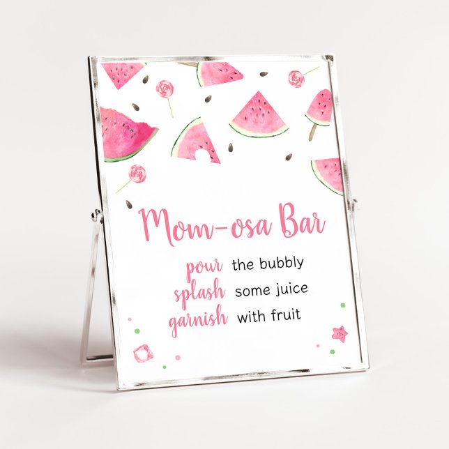 Sweet Little Baby Watermelon Mom Osa Bar Poster (Watermelon Sweet Little Baby Shower Mom Osa Bar Sign)