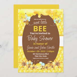 Sweet little bee Baby Shower Invitation