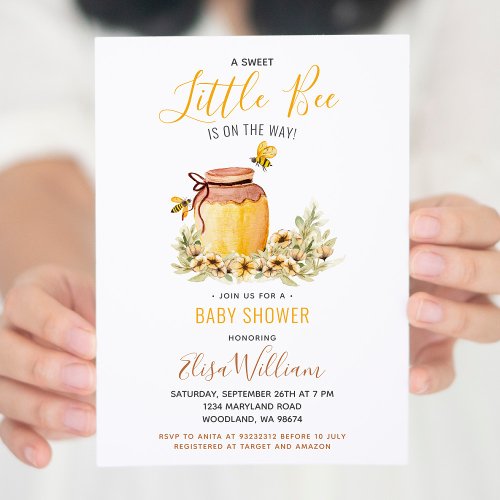 Sweet Little Bee is on the Way Baby Shower Invitat Invitation