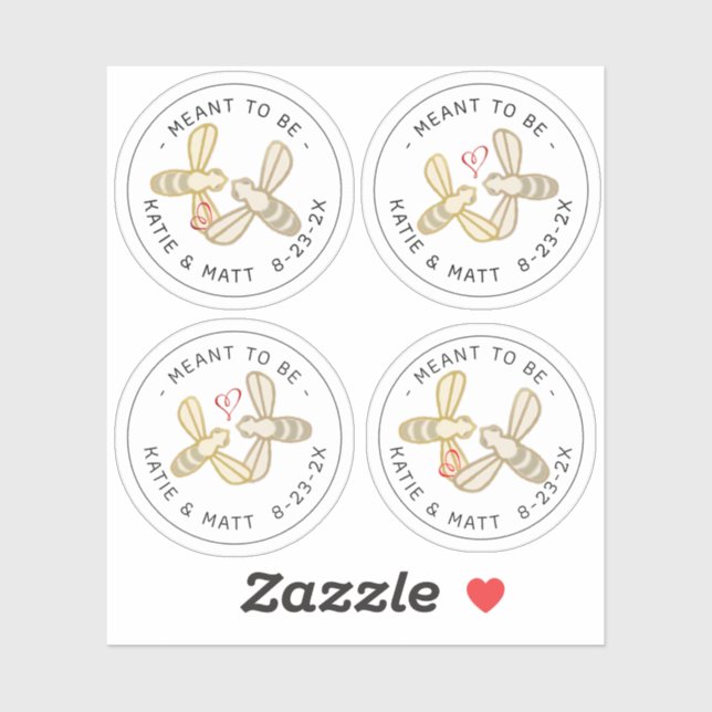 Sweet Little Bees Heart Meant to Be Wedding Honey  Sticker (Sheet)