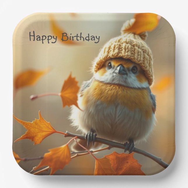 Sweet Little Bird Birthday Paper Plates (Front)