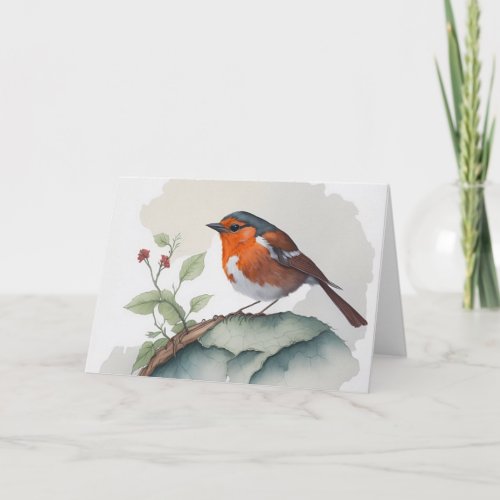 Sweet Little Bird on a Tree Branch Blank Greeting Card