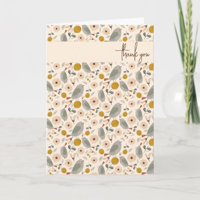 Sweet Little Birds Folded Thank You Card (Front)