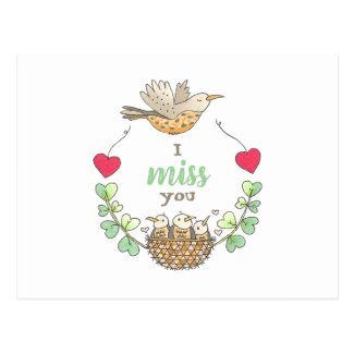 Sweet Little Birds I Miss You Teacher Postcard