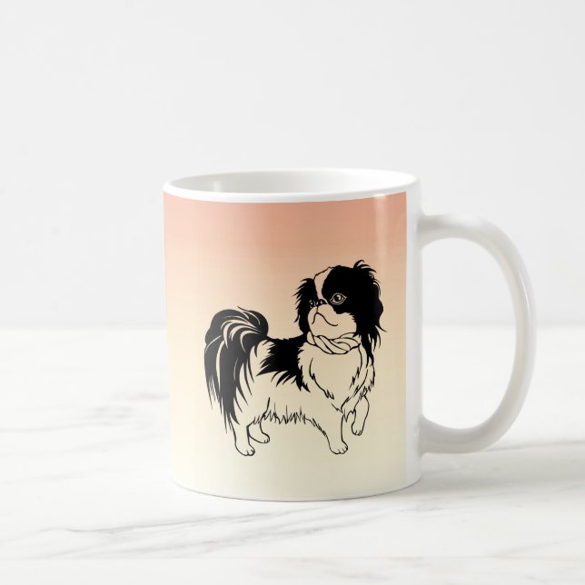 Sweet Little Black and White Dogs on Orange Mug (Right)