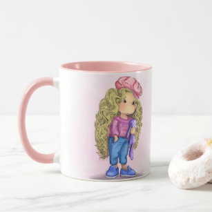Sweet Little Blonde Girl Bunny Toy Love Mug