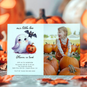 Sweet Little Boo Photo Birthday Invitation