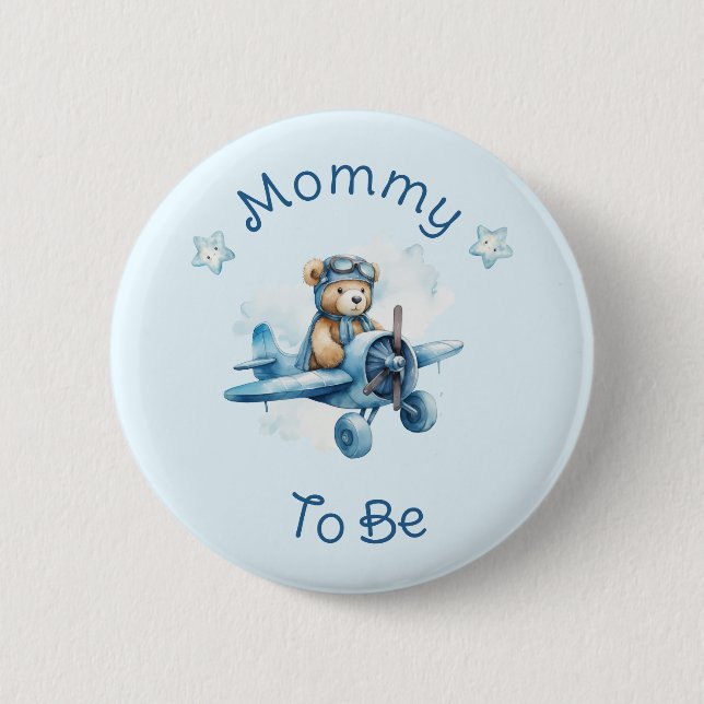 Sweet Little Boy on the Way Baby Shower Button (Front)