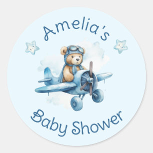 Sweet Little Boy on the Way Baby Shower Classic Round Sticker