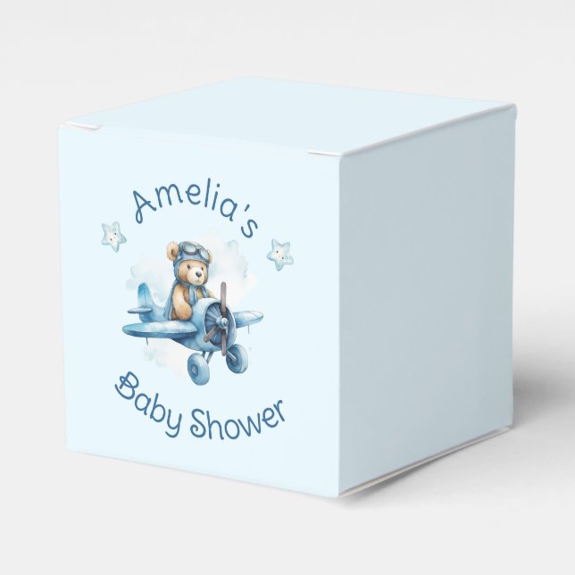 Sweet Little Boy on the Way Baby Shower Favor Boxes (Front Side)