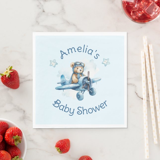Sweet Little Boy on the Way Baby Shower Napkins (Insitu)