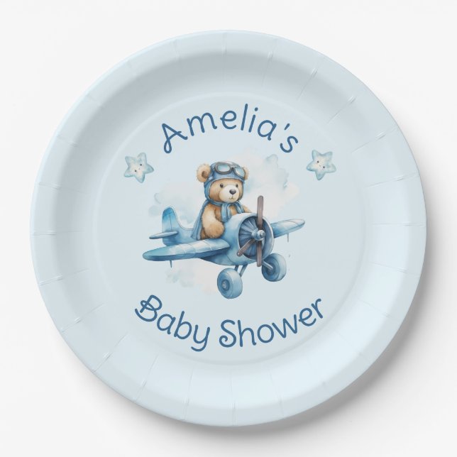 Sweet Little Boy on the Way Baby Shower Paper Plates (Front)