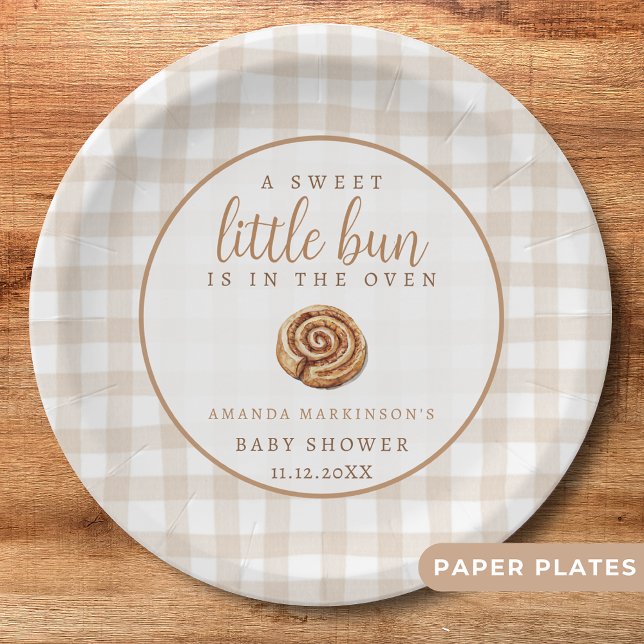 Sweet Little Bun in the Oven Neutral Baby Shower  Paper Plates (Creator Uploaded)