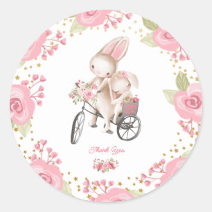 Sweet Little Bunny Baby Girl Shower Classic Round Sticker