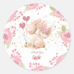 Sweet Little Bunny Baby Girl Shower Classic Round Sticker
