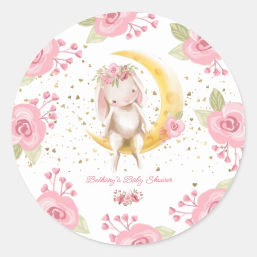 Sweet Little Bunny Baby Girl Shower Classic Round Sticker