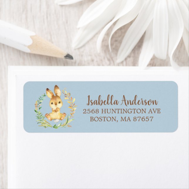 Sweet Little Bunny Baby Shower Address Label (Insitu)
