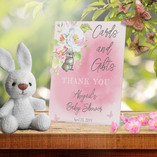 Sweet Little Bunny Baby Shower Cards and Gifts Pedestal Sign