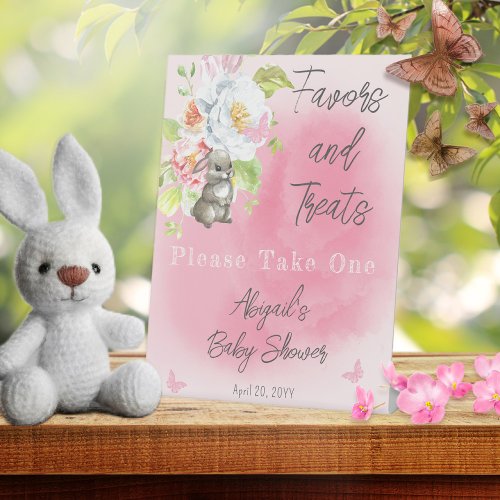 Sweet Little Bunny Baby Shower Favors and Treats Pedestal Sign