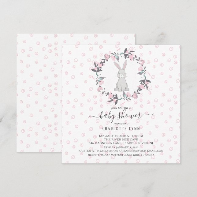 Sweet Little Bunny Baby Shower Invitation (Front/Back)