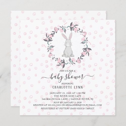 Sweet Little Bunny Baby Shower Invitation