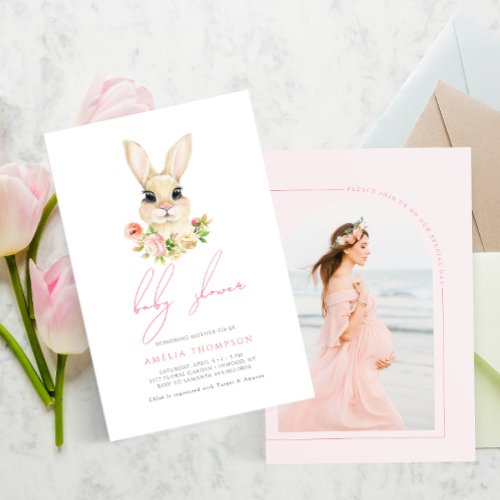 Sweet Little Bunny Baby Shower Photo   Invitation