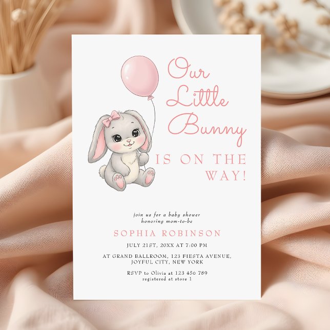 Sweet Little Bunny Blush Pink Girl Baby Shower Invitation (Creator Uploaded)