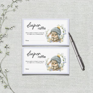 Sweet Little Bunny Botanical Diaper Raffle Enclosure Card