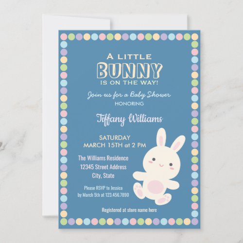 Sweet Little Bunny Is On The Way Baby Girl Shower Invitation